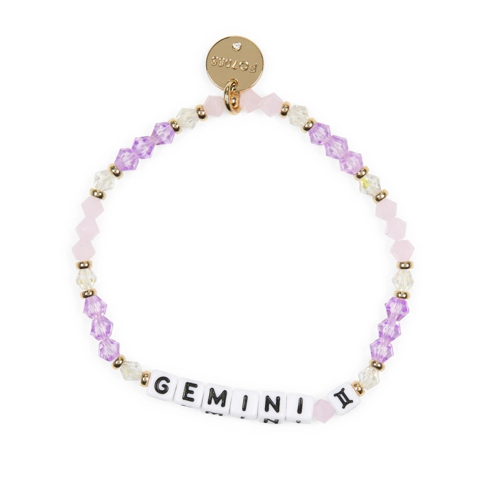 Little Words Project Gemini Zodiac Beaded Stretch Bracelet in Purple Size S/M